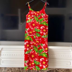HAWAIIAN FLORAL SLEEVELESS MIDI SUNDRESS